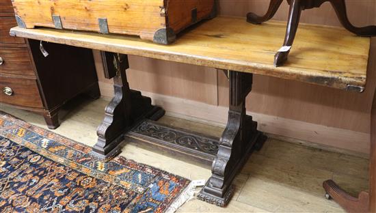 An oak refectory table W.180cm